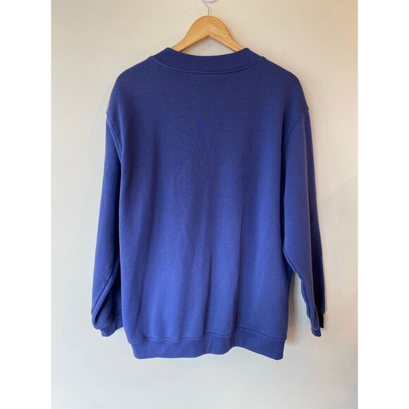 Vicki Wayne Women’s Sweatshirt L Blue Snap Front Fleece Cardigan Cotton Blend - Picture 2 of 8